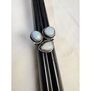 Womens Blue Larimar Navajo Sterling Silver Ring Size 7.5